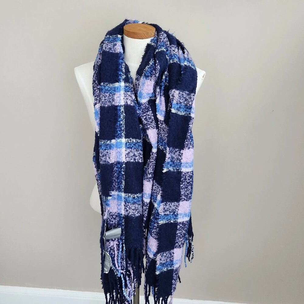 Aerie Super Soft Plaid Oversized Blanket Scarf Large Boho Cabin Core 19.5" x 87"
